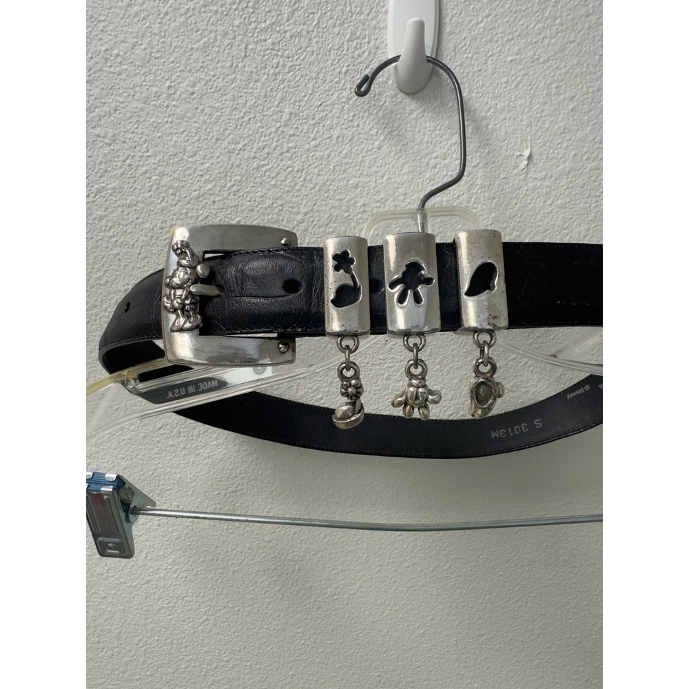 Brighton Disney Mickey Mouse Vintage Leather Belt Womens S Black Charms Small